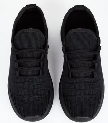 all black knitted trainers