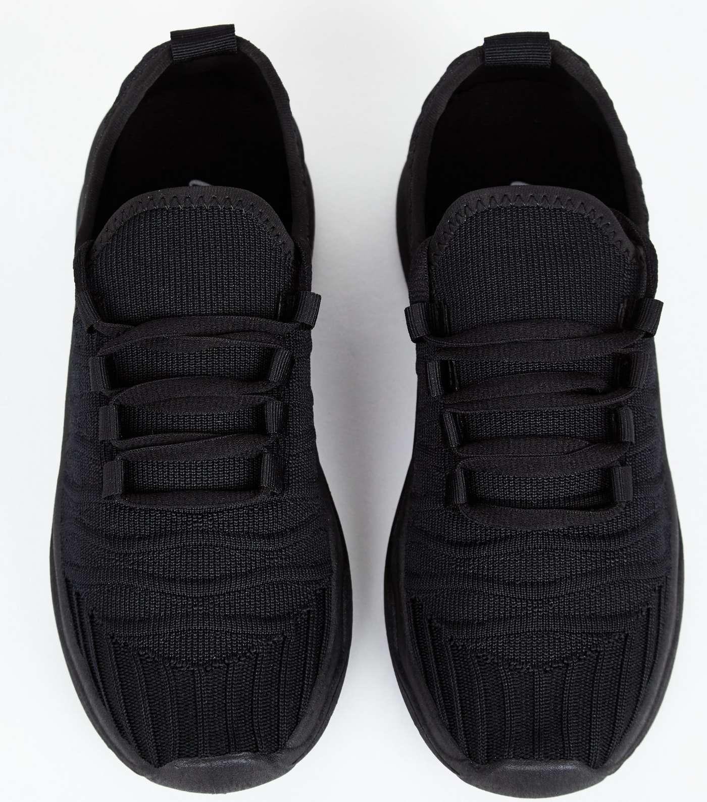 Black Knit Lace-Up Chunky Trainers Image 4