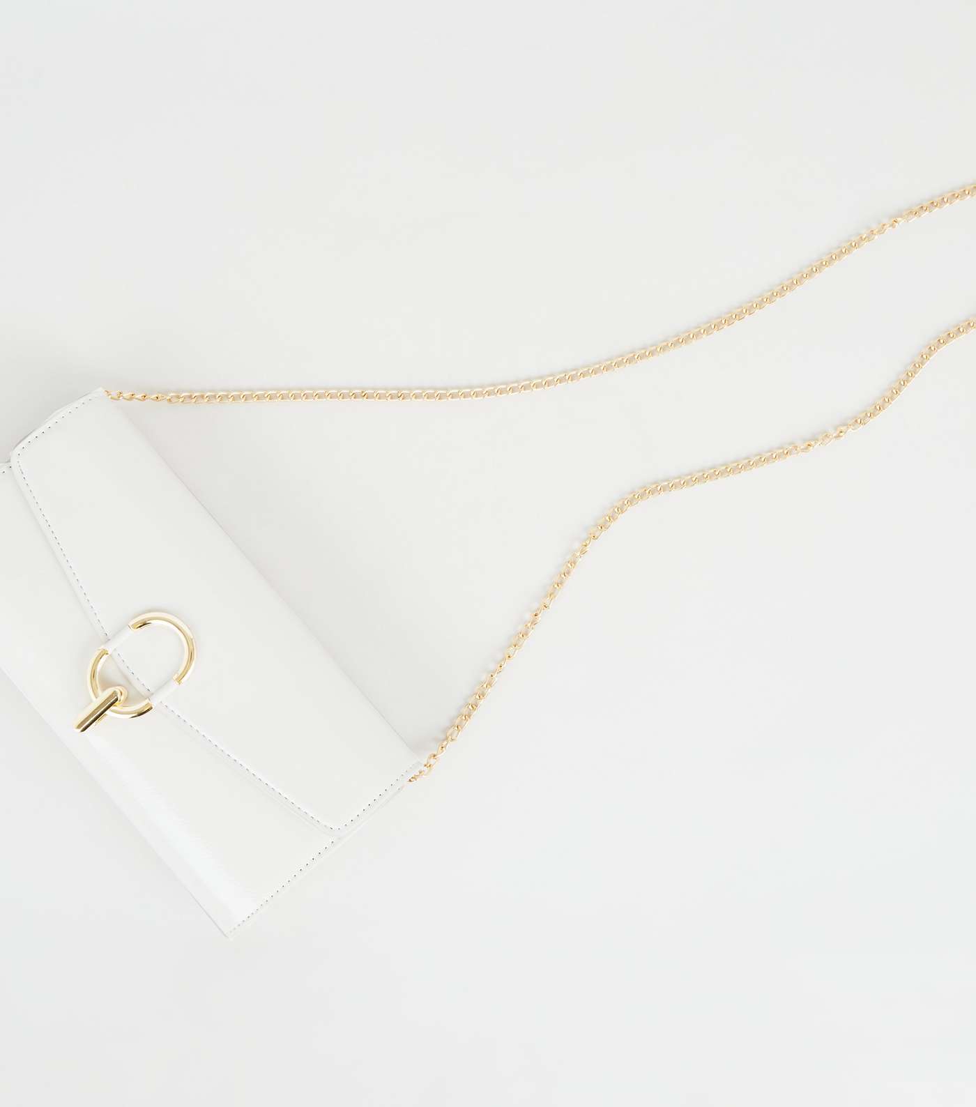 Off White Leather-Look Ring Clutch Bag Image 3