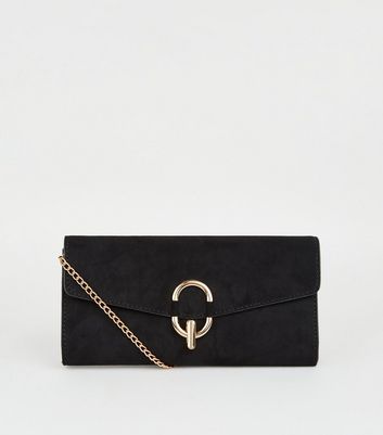 grey suedette clutch bag
