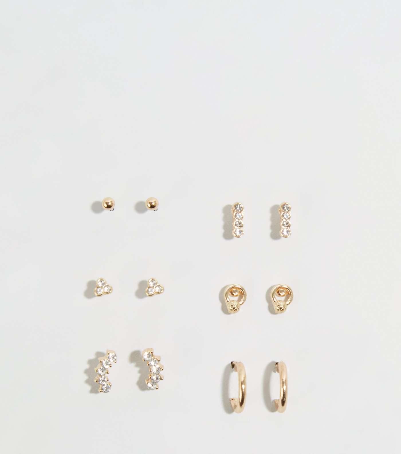 6 Pack Gold Mixed Diamanté Earrings