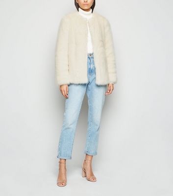 cream collarless jacket