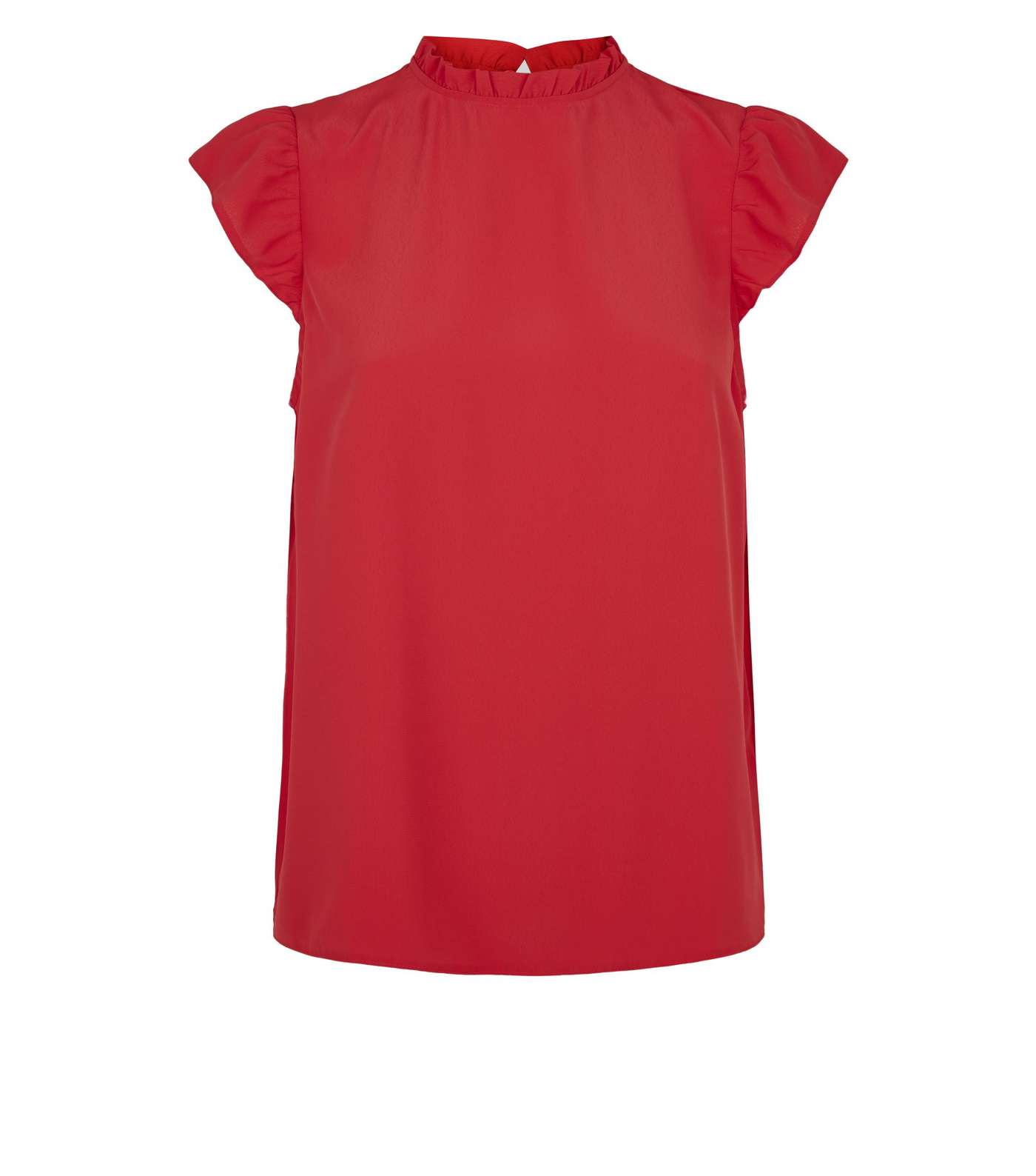 Red Frill Trim Sleeveless Blouse Image 4