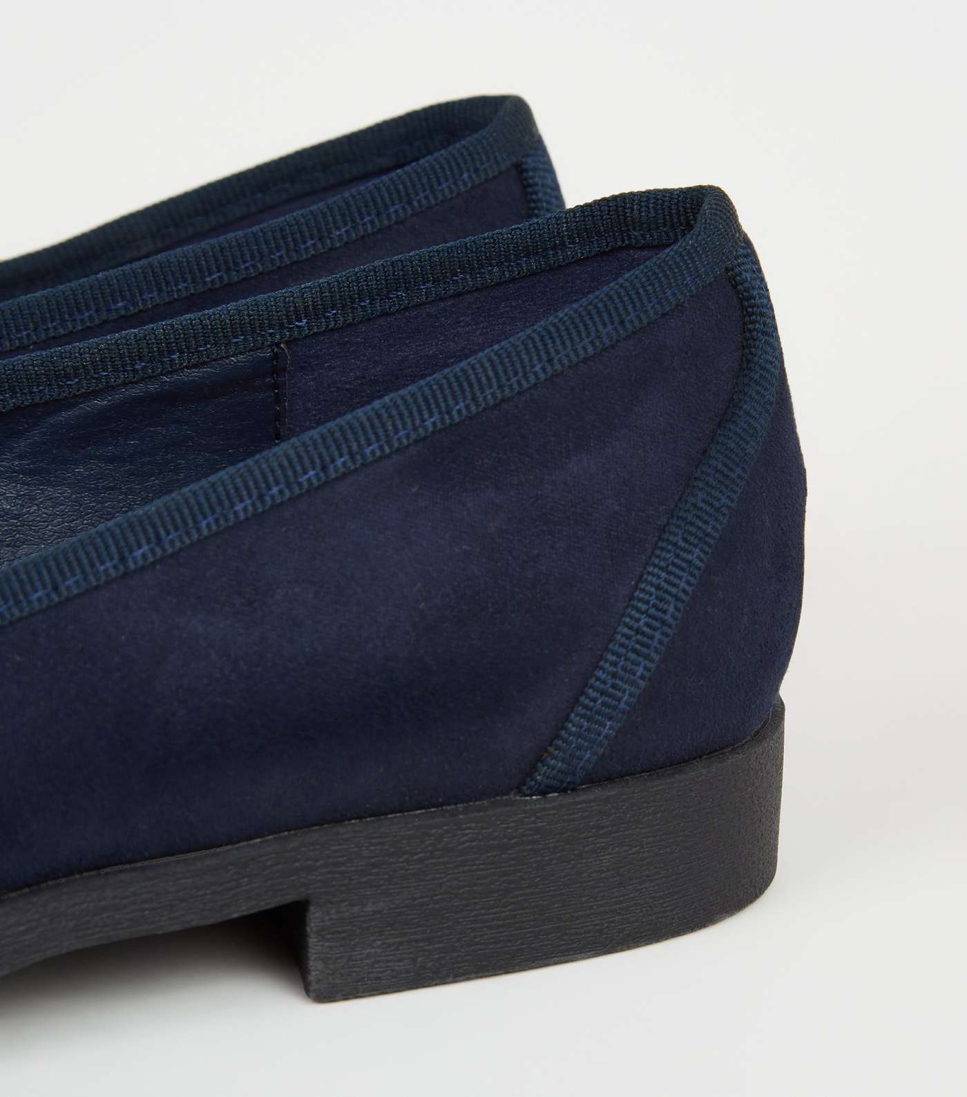Wide Fit Navy Suedette Bow Front Loafers Image 4
