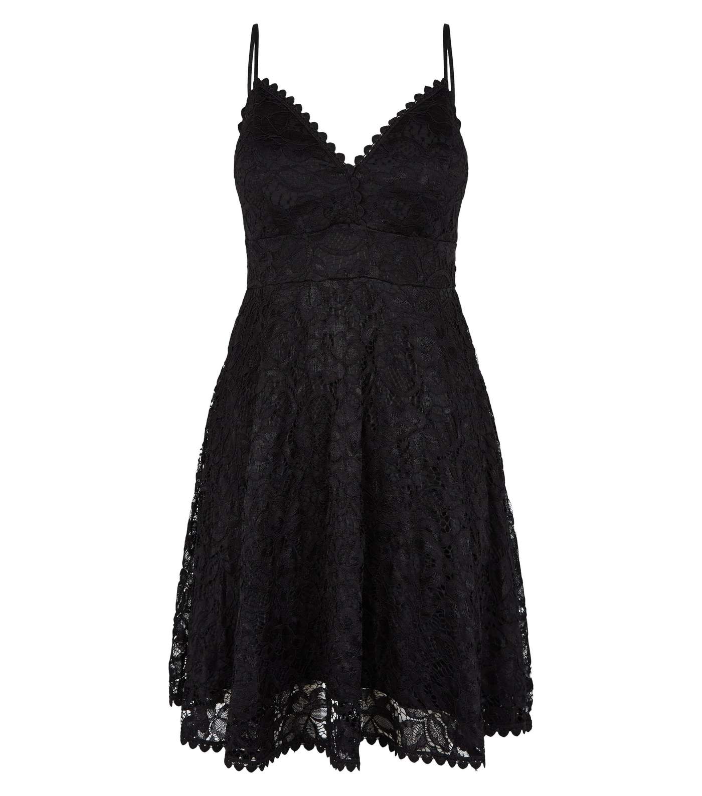 Black Lace Bustier Skater Dress Image 4
