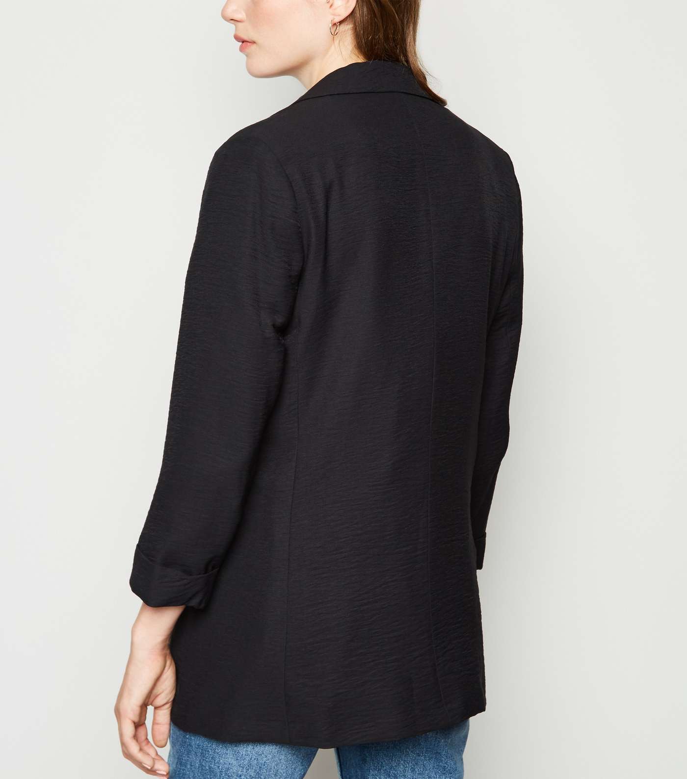 Black Long Sleeve Button Up Blazer Image 3