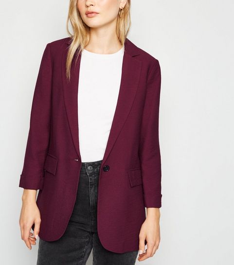 Burgundy Long Sleeve Blazer