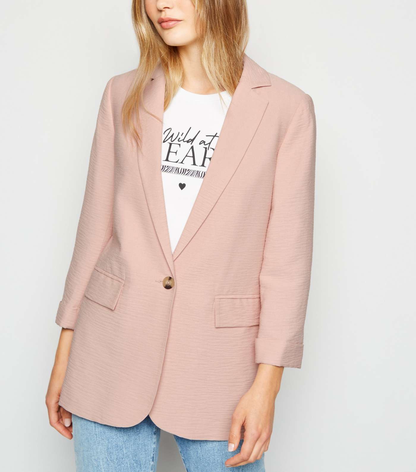 Pale Pink Long Sleeve Blazer