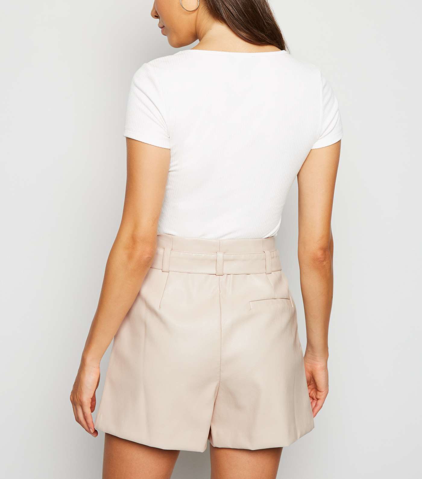 Stone Leather-Look High Waist Shorts Image 2