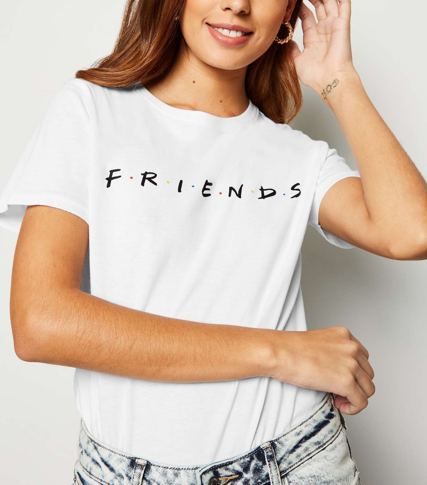 White Cotton Friends Logo T-Shirt Image 5