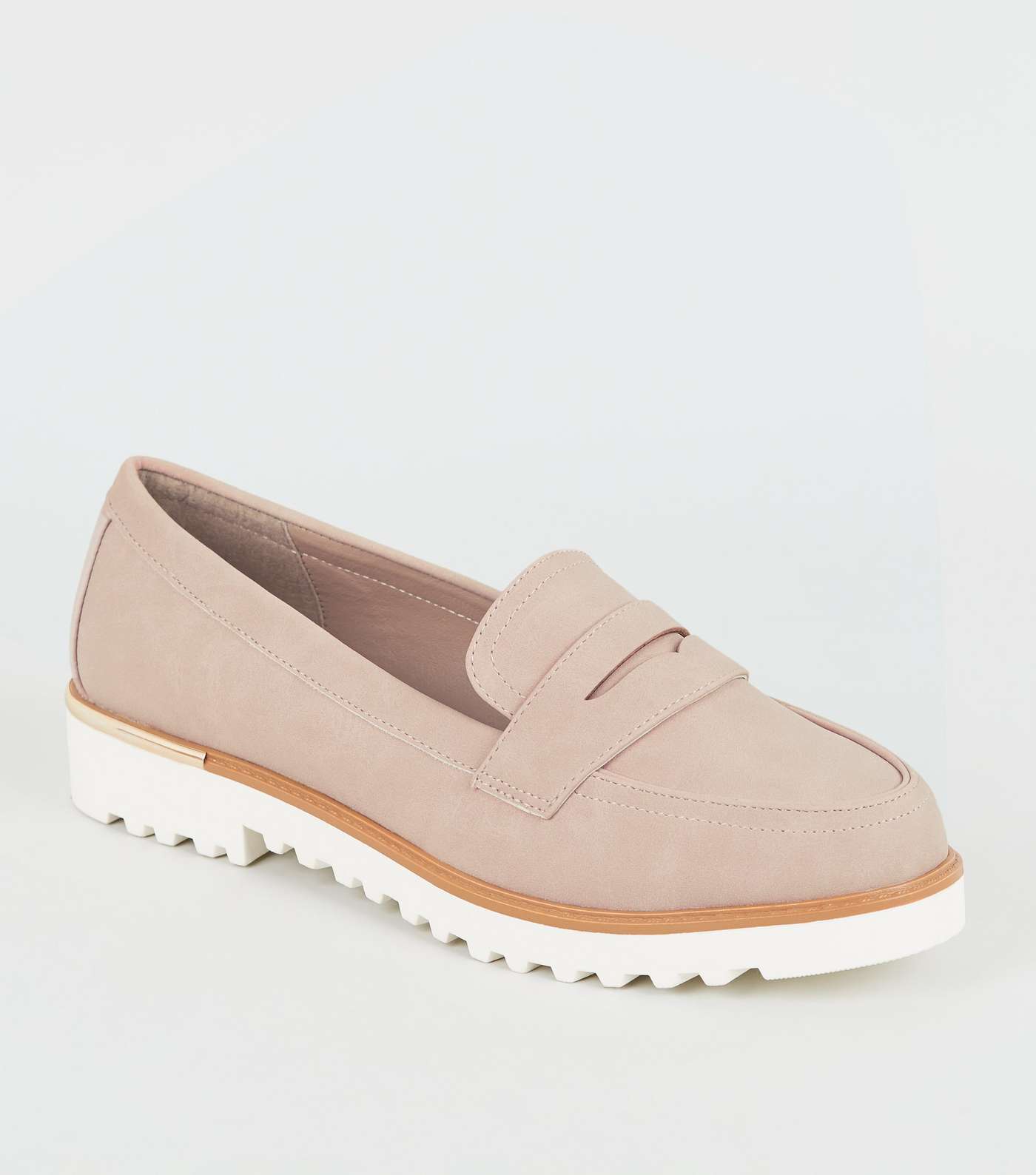 Nude Suedette Chunky Cleated Sole Loafers