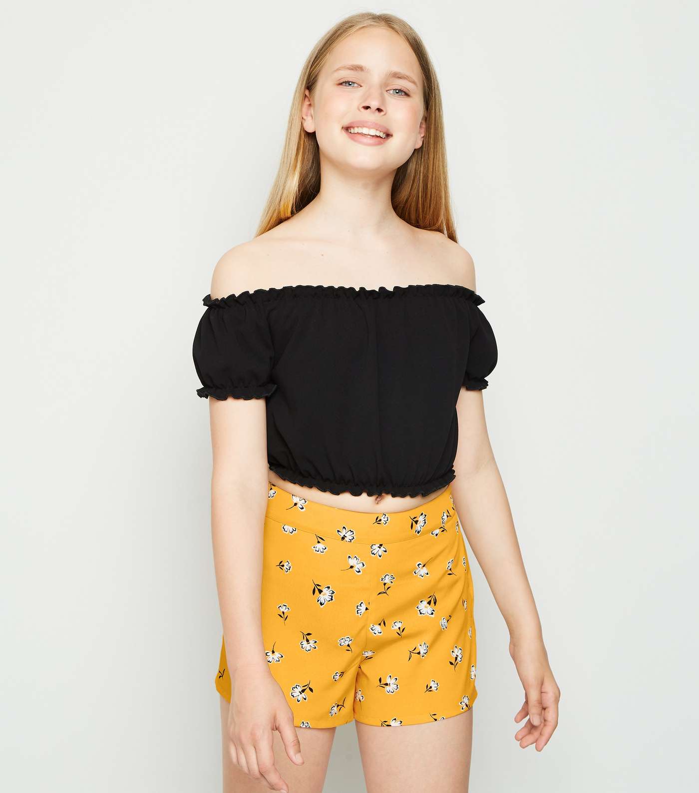 Girls Yellow Floral Shorts  Image 2