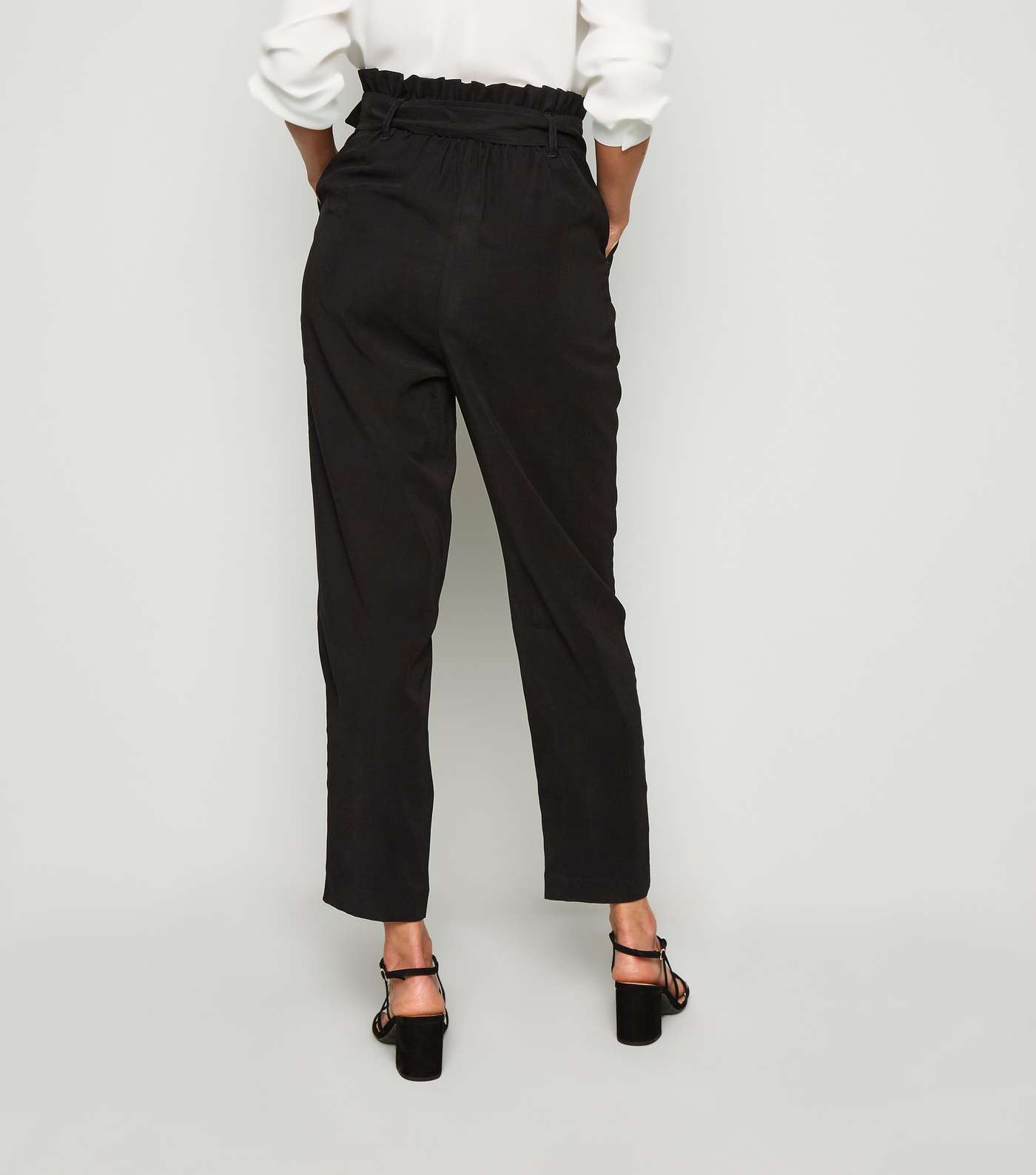 Black High Waist Tapered Trousers Image 5