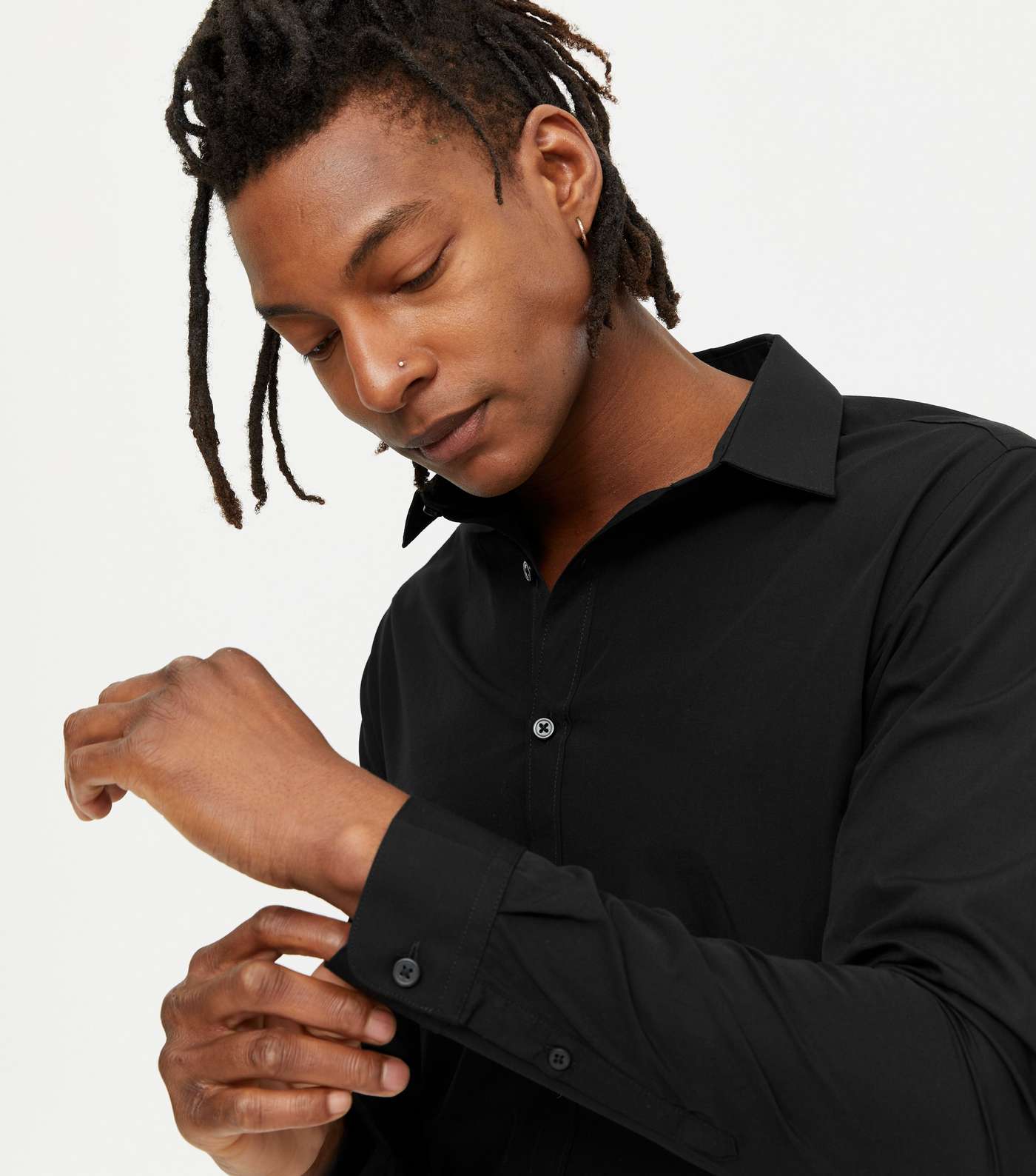 Black Long Sleeve Button Up Poplin Shirt Image 3