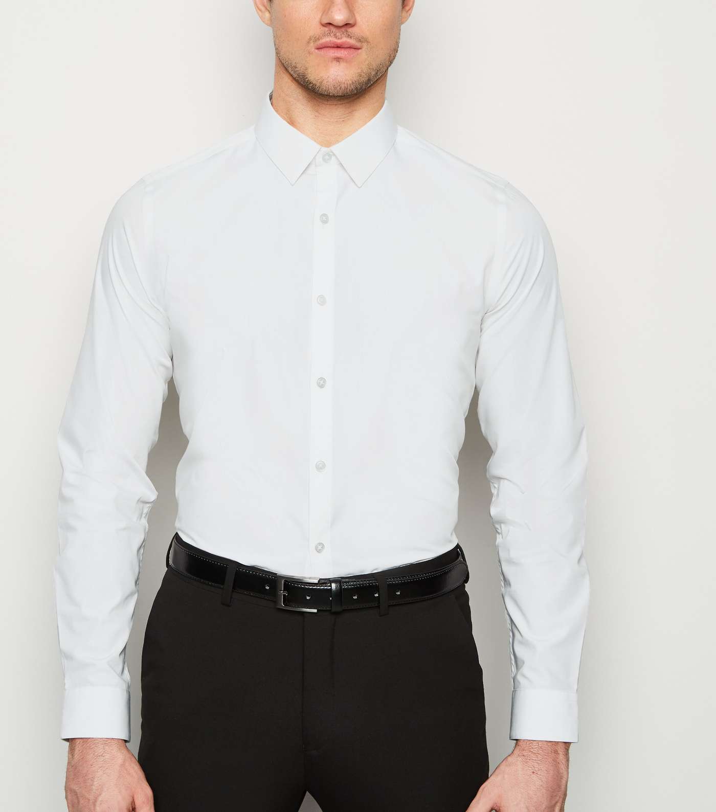 White Long Sleeve Button Up Poplin Shirt 