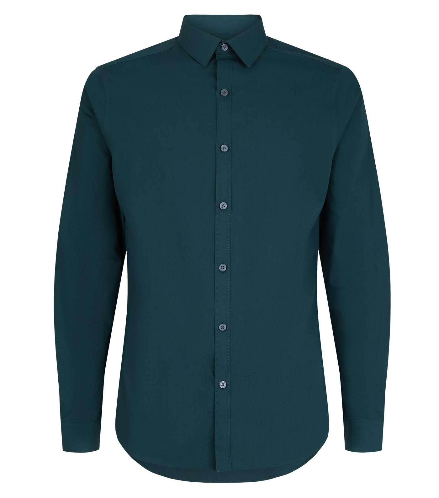 Dark Green Long Sleeve Button Up Poplin Shirt Image 4