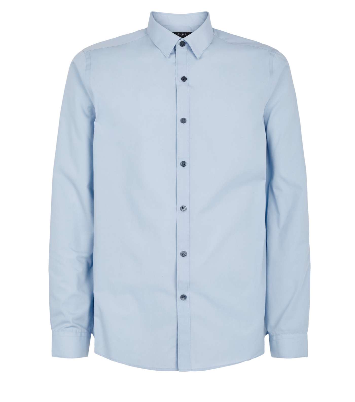 Pale Blue Long Sleeve Button Up Poplin Shirt  Image 4