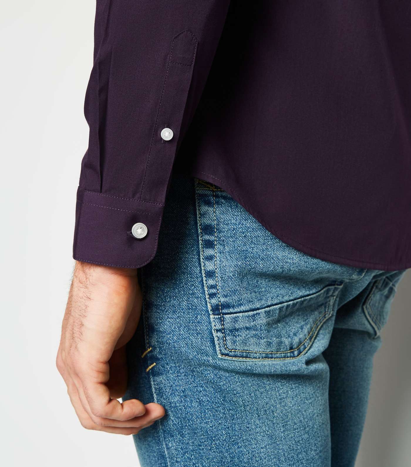Dark Purple Long Sleeve Button Up Poplin Shirt Image 5