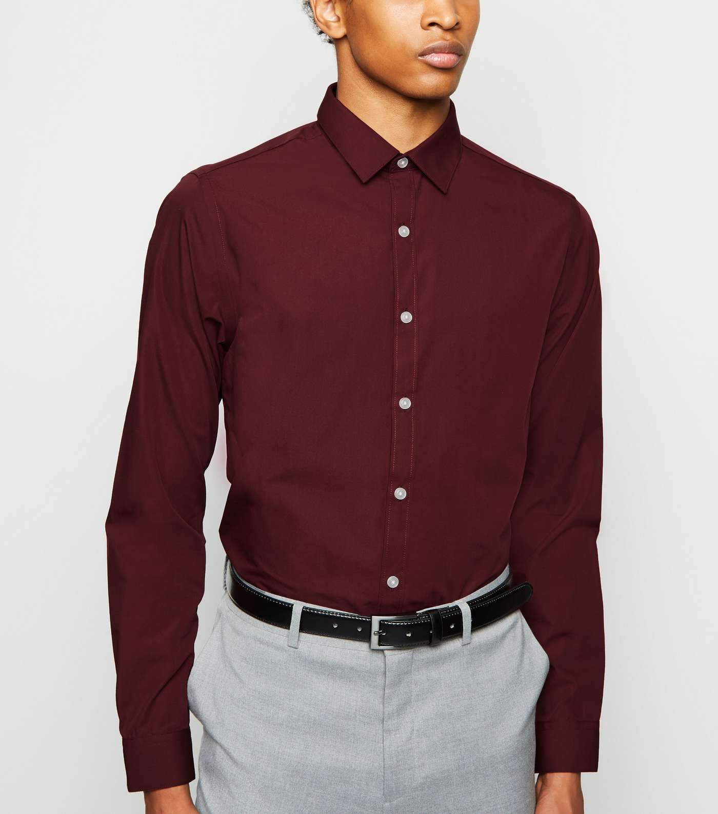 Burgundy Long Sleeve Button Up Poplin Shirt