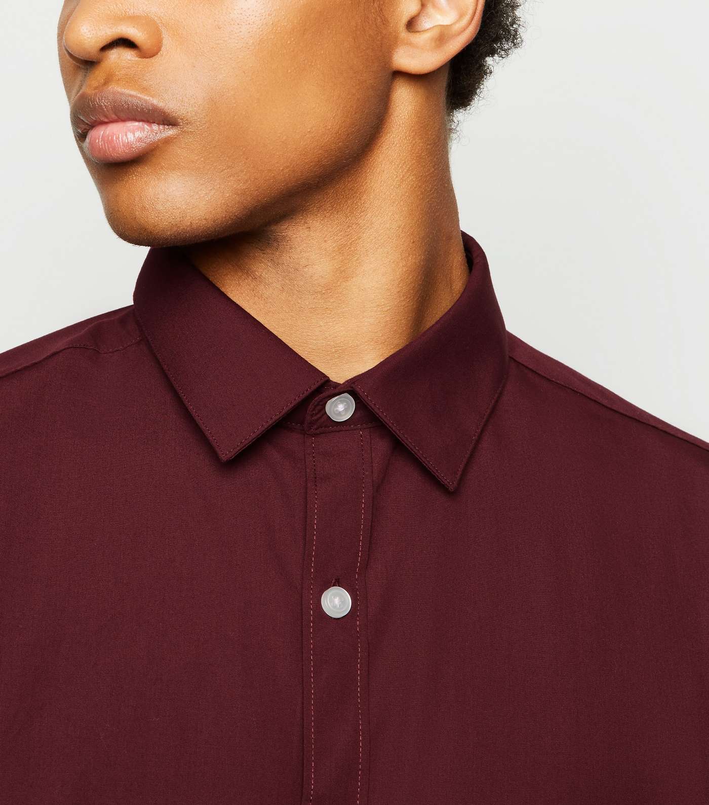 Burgundy Long Sleeve Button Up Poplin Shirt Image 3