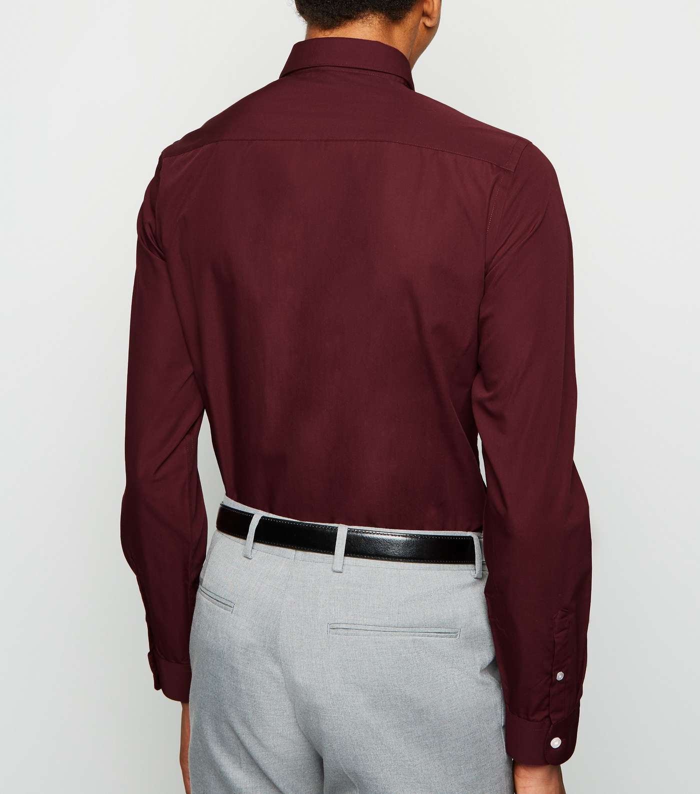 Burgundy Long Sleeve Button Up Poplin Shirt Image 5