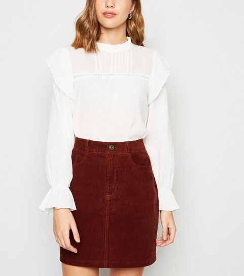 Burgundy Corduroy Mini Skirt