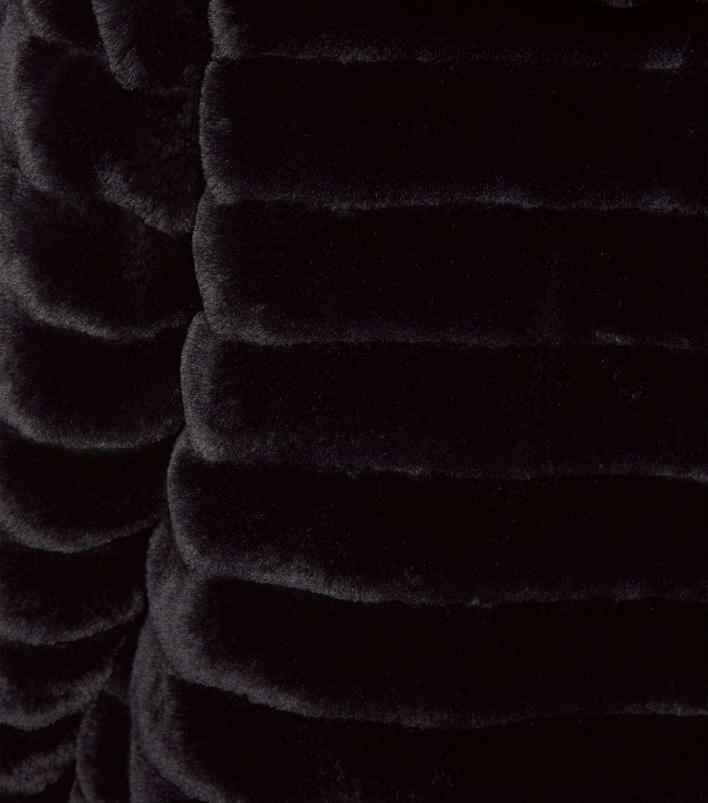 Black Faux Fur Reversible Puffer Jacket Image 6