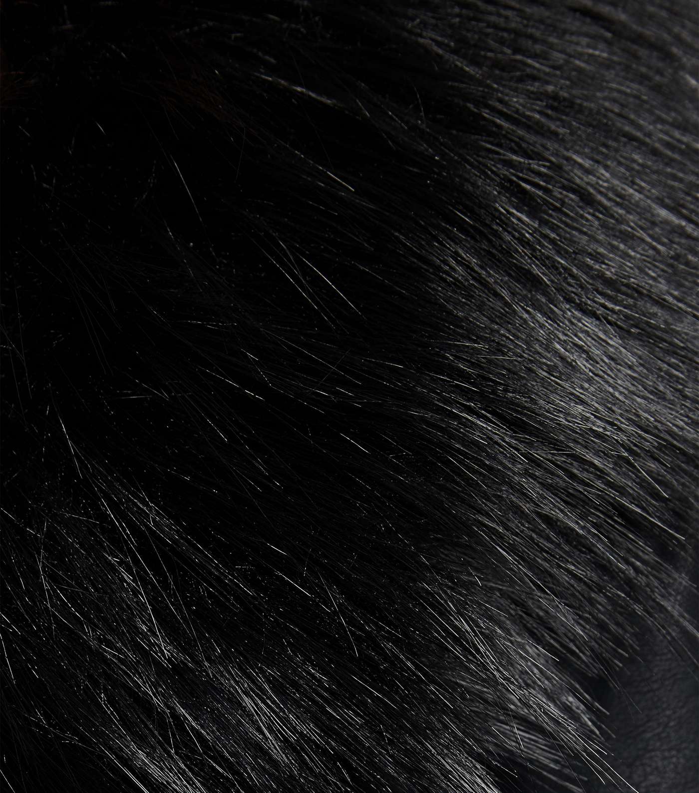 Black Leather-Look Detachable Faux Fur Collar Jacket Image 6
