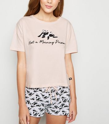 Pink Panda Morning Person Slogan Pyjama 