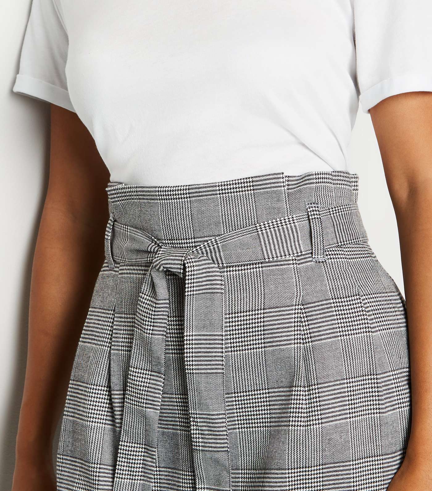 Petite Black Check High Waist Mini Skirt Image 2