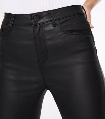 black coated leather look jeans