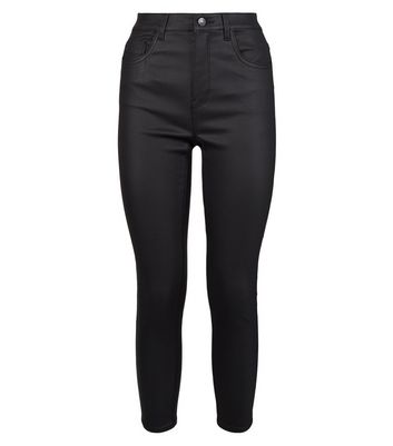 Petite Black Coated Leather-Look 'Lift 