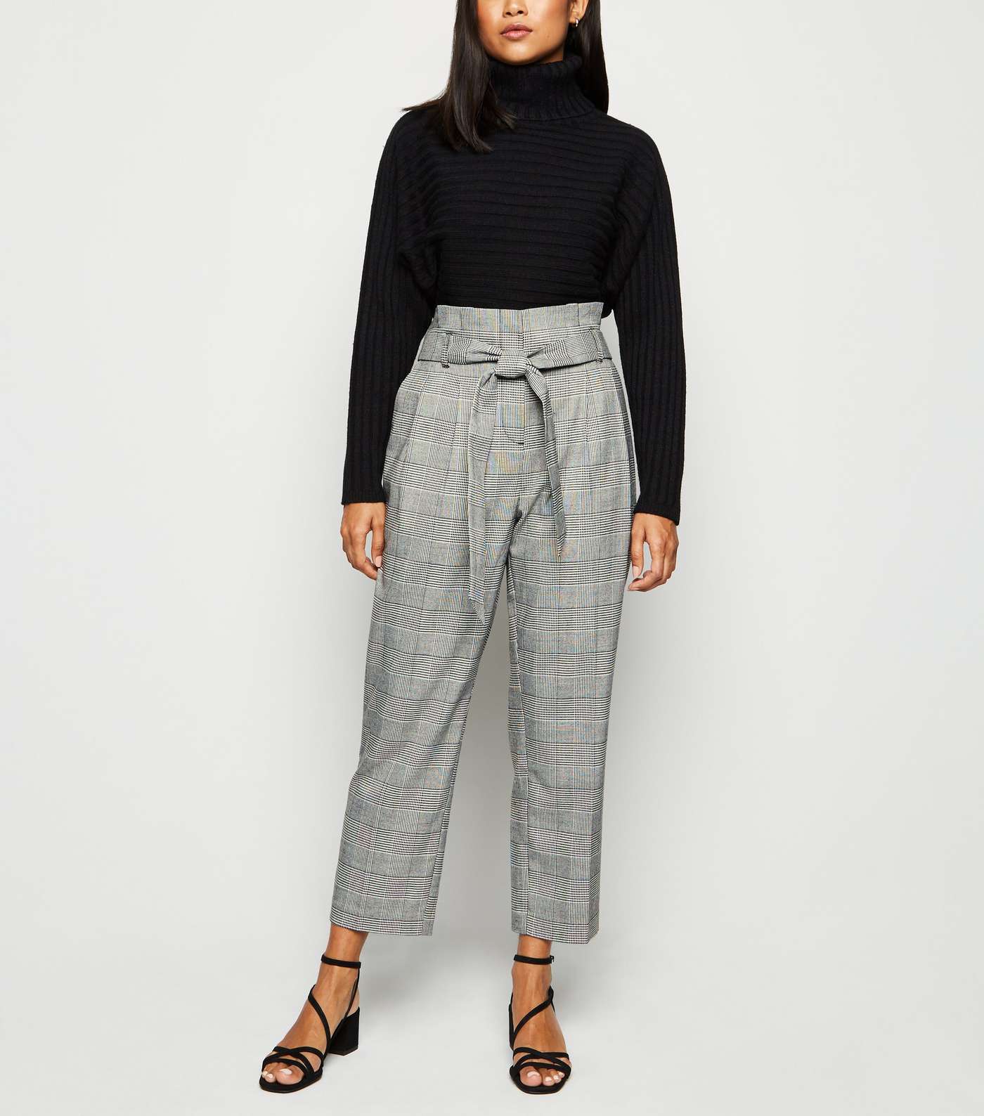 Petite Black Prince of Wales Check Trousers