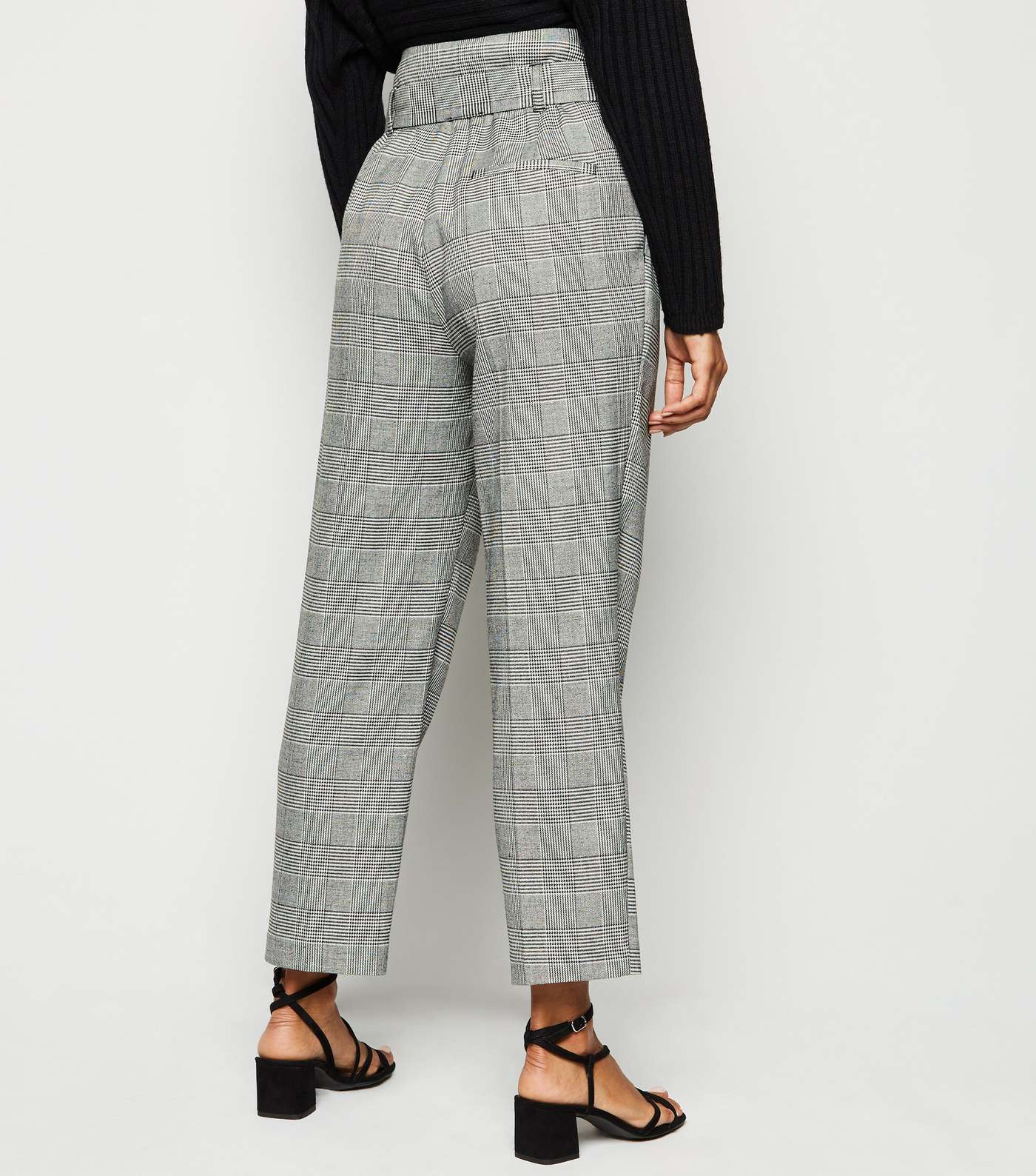 Petite Black Prince of Wales Check Trousers Image 3