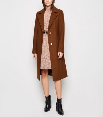 Rust Longline Belted Coat | New Look