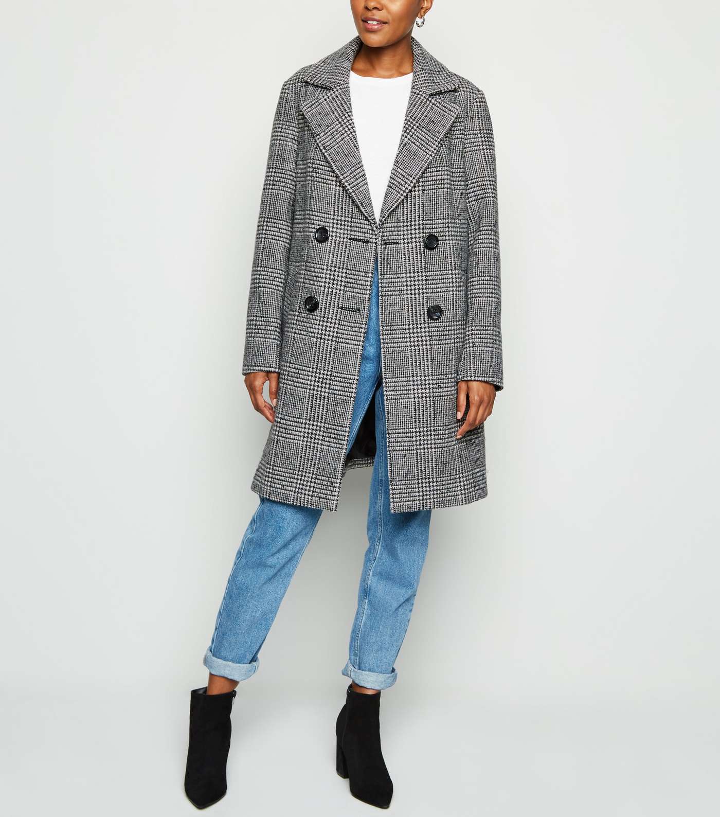 Black Dogtooth Double Breasted Coat
