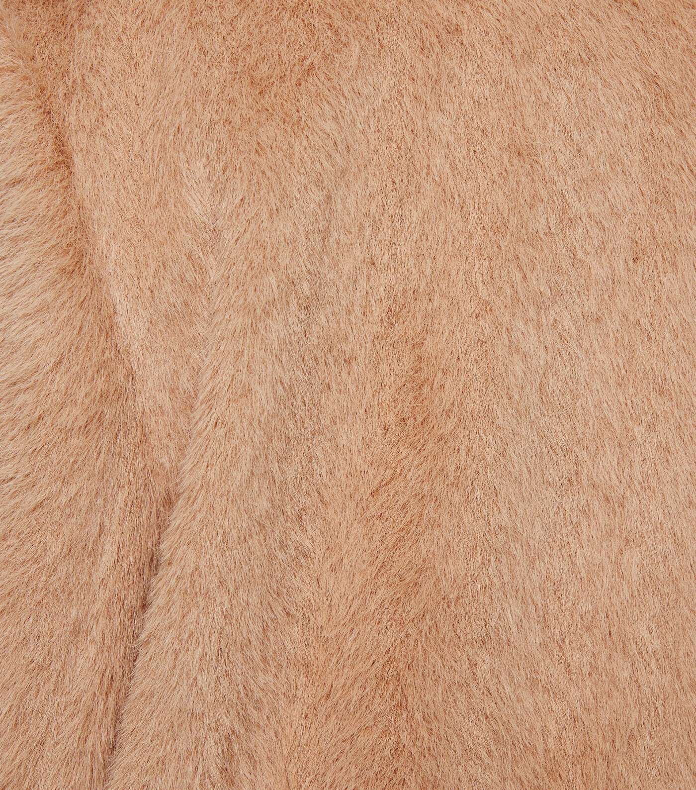 Camel Fluffy Collared Longline Coat Image 5