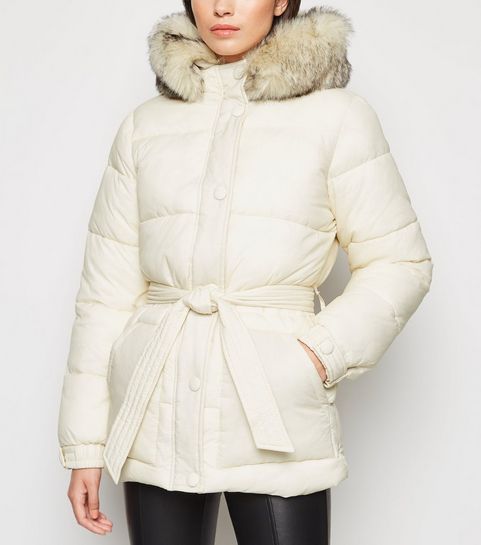 Off White Belted Puffer Jacket