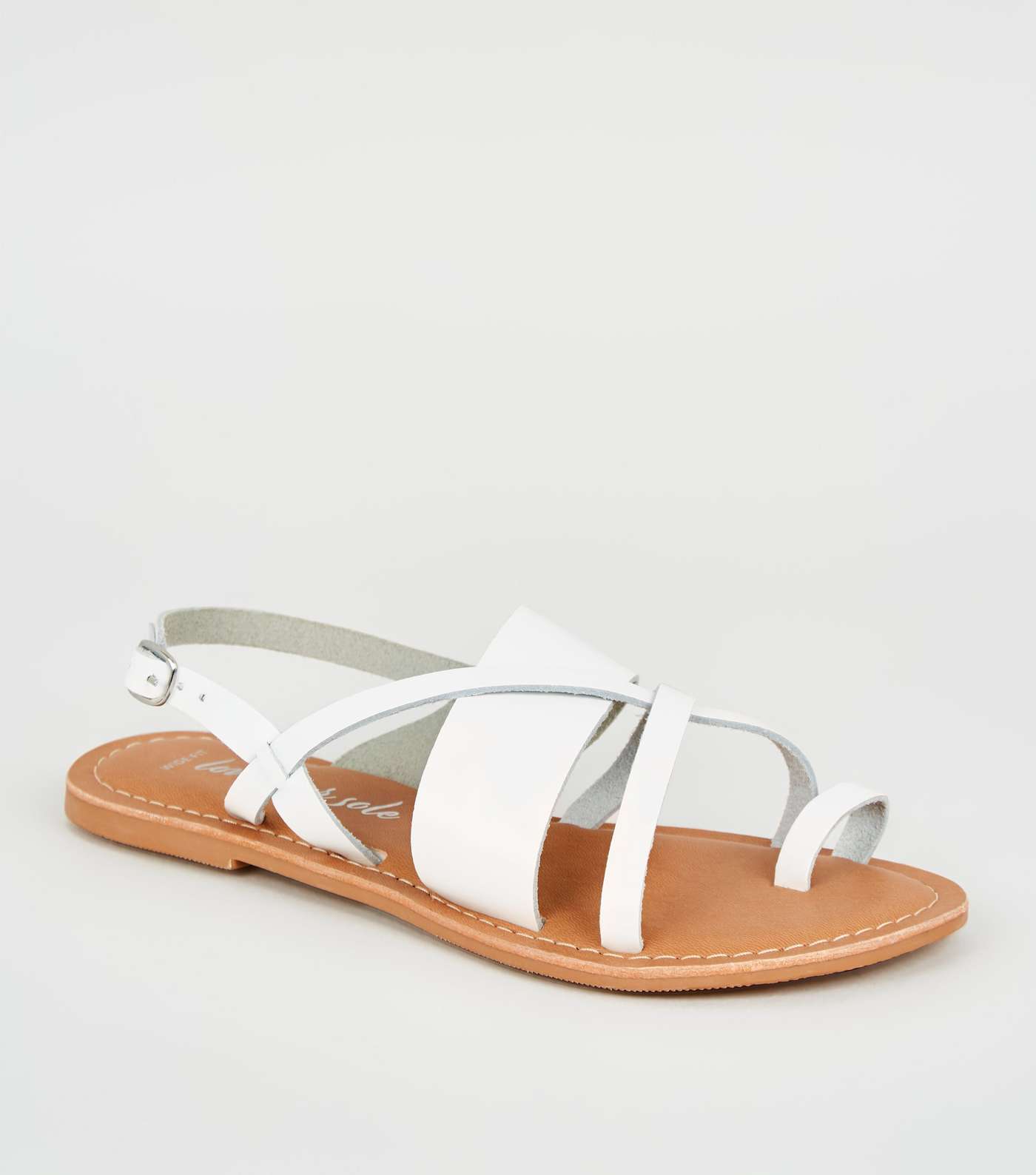 Wide Fit White Leather Strappy Sandals