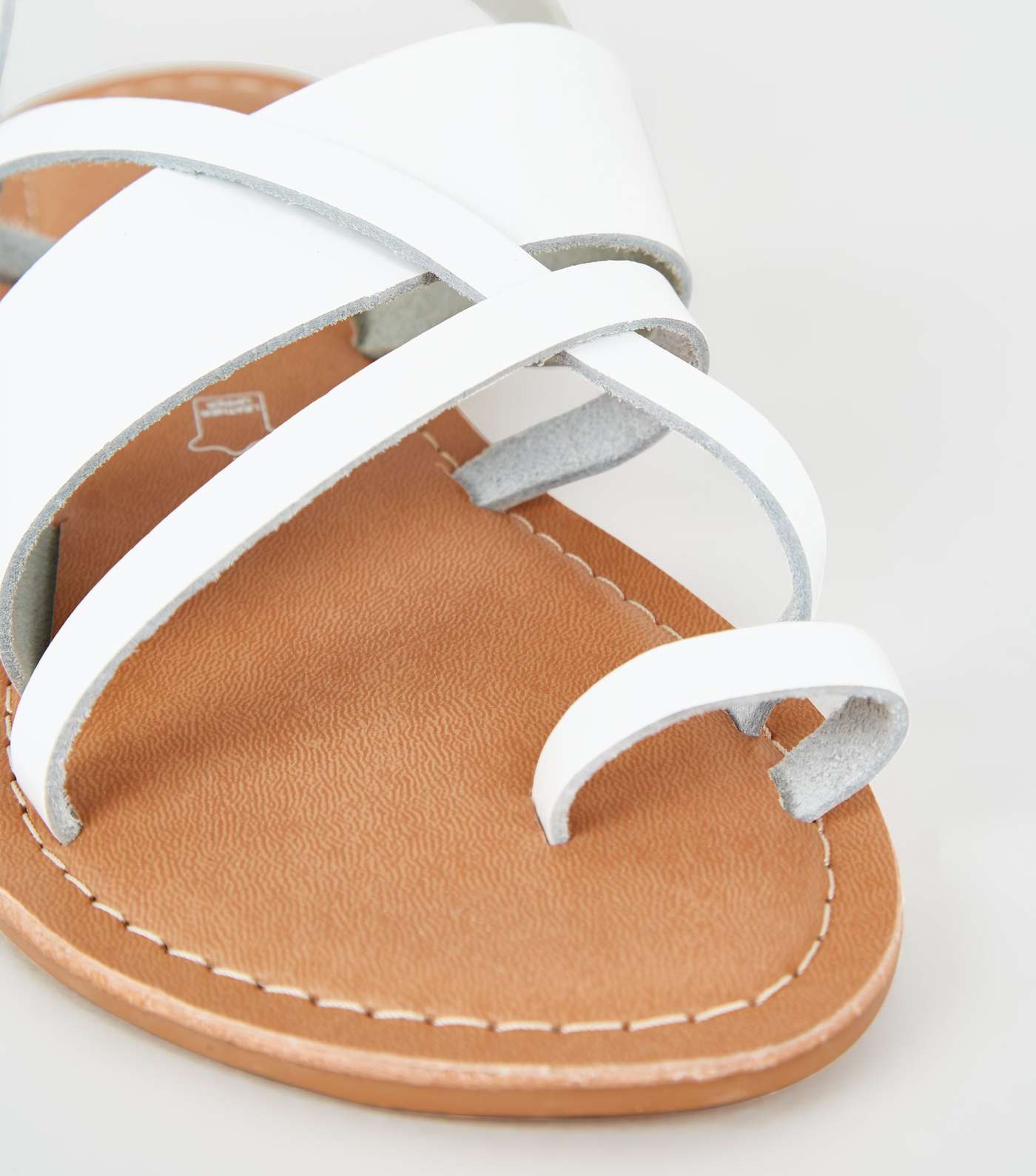 Wide Fit White Leather Strappy Sandals Image 3