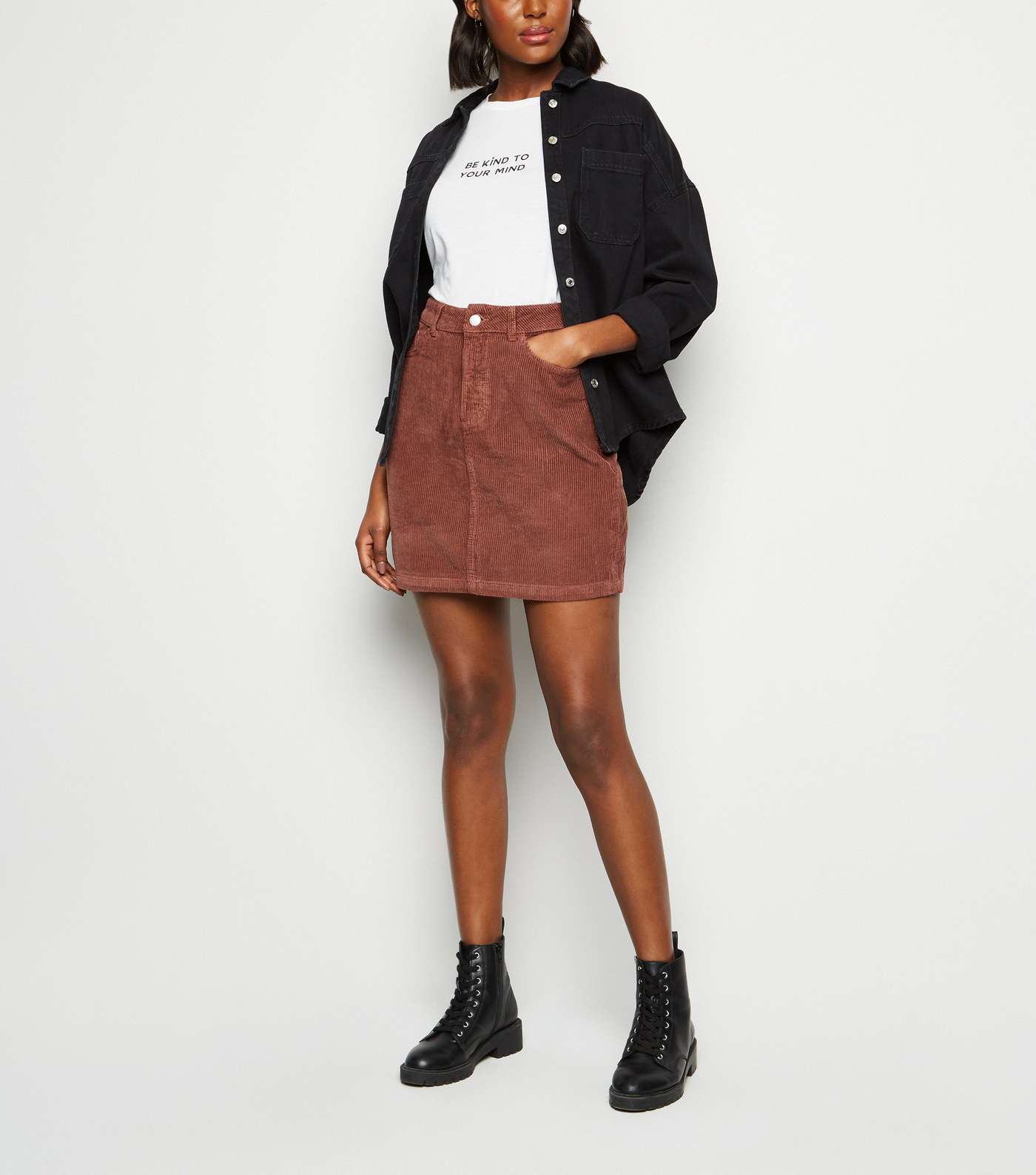 Rust Pocket Cord Mini Skirt Image 2