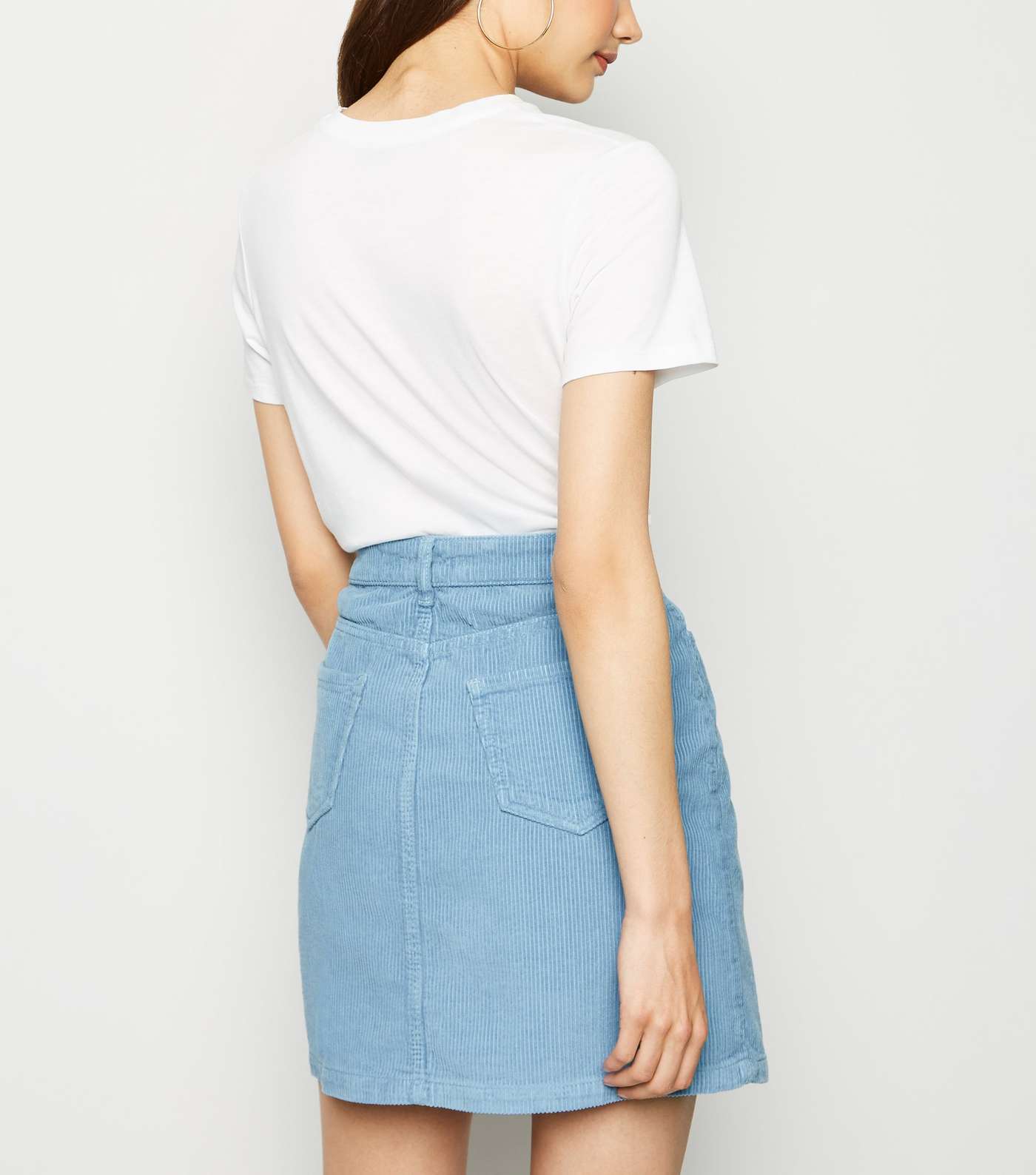 Pale Blue Pocket Cord Mini Skirt Image 3