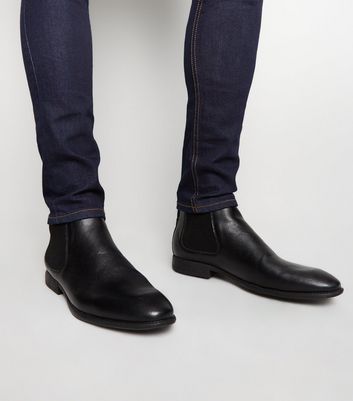 Black Leather-Look Chelsea Boots | New Look