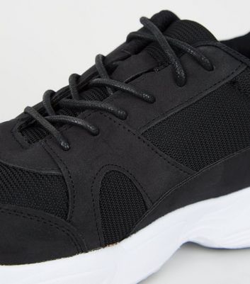 chunky sole trainers black