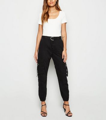 black denim joggers womens
