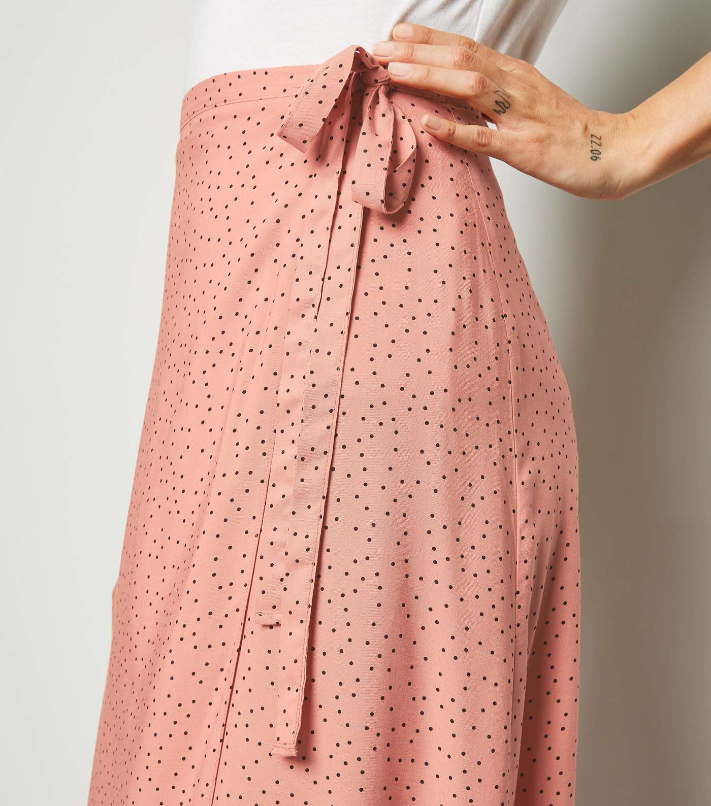Pink Spot Wrap Midi Skirt Image 5