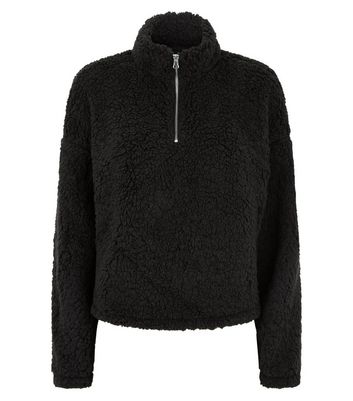 black fleece teddy jacket