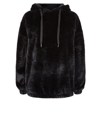 black hoodie with fur