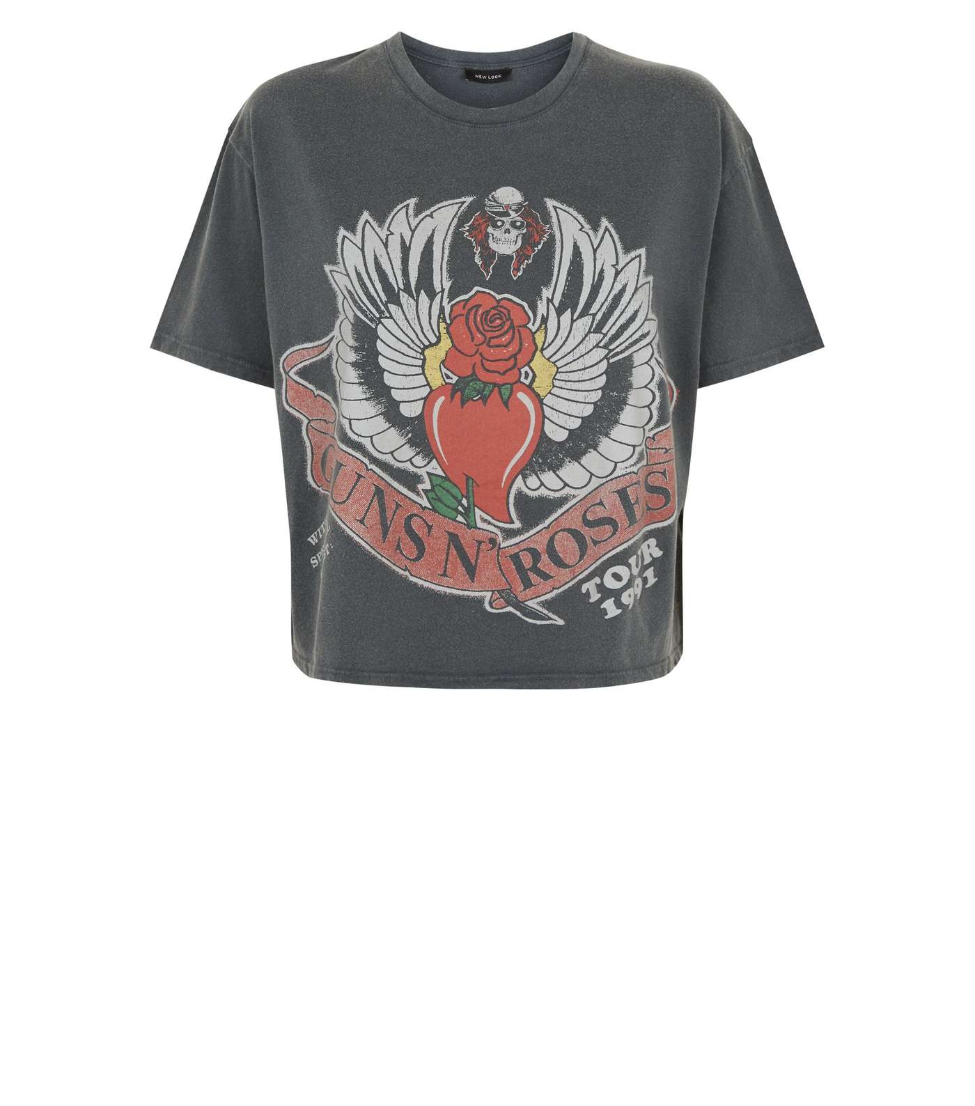 Dark Grey Guns N' Roses Logo Boxy Rock T-Shirt Image 4