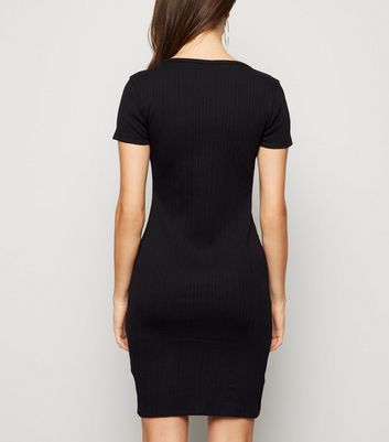 new look black ribbed dress